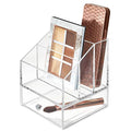 iDesign Clarity Cosmetic Palette Organizer with Drawer for Vanity or Cabinet to Hold Makeup, Beauty Products, Hair Accessories - 3 Compartments - Clear