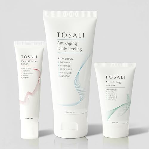 Anti Aging Skincare Set ? Daily Peeling Mask (6.8 oz), Deep Wrinkle Serum (1.7 fl oz) & Face Cream (1.7 oz) ? Hydrating, Brightening, Wrinkle Reduction & Skin Firming for All Skin Types