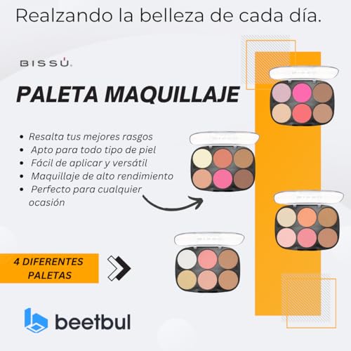 Makeup Kit Biss? 6?Color Palette + Velvet Puff + 2 Finger Puffs + Makeup Sponge + Exfoliating Sponge (4 Styles) (02 La de Caj?n)