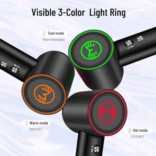 Hair Dryer - 110000 RPM High-Speed Brushless Motor Negative Ionic Blow Dryer for Fast Drying,Low Noise Thermo-Control Hair Dryer with Nozzle with Tri-Colour LED Light Ring, for Home and Travel