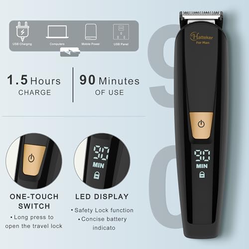 Hatteker Mens Body Hair Beard Trimmer Groin Trimmer Mens Grooming Kit Electric Razor Body Shaver Groomer Waterproof 6 in 1