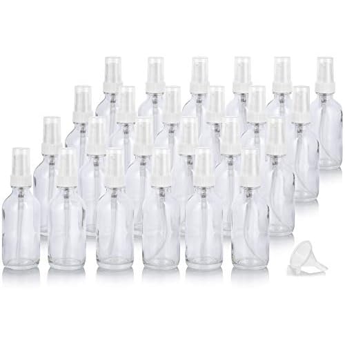 JUVITUS 2 oz / 60 ml Clear Glass Boston Round White Treatment Pump Bottle (24 pack) + Funnel