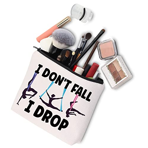 BWWKTOP Aerialist Cosmetic Makeup Bag Aerial Yoga Gifts I Don't Fall I Drop Aerial Dancer Makeup Zipper Pouch Bag Aerial Silk Gifts (I Don't Fall)