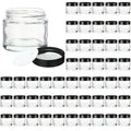 50 Pcs 2 oz Clear Glass Jars with Black Lids Leakproof Round Airtight Jars Empty Cosmetic Jars with Inner Liners Lid for Candle Making Storing Lotions Spice Powder Liquid Sample Makeup (Black,clear)