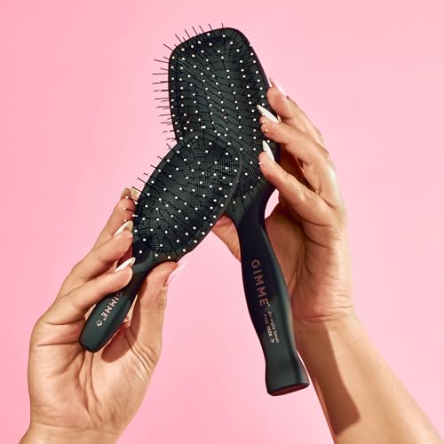 Gimme Hair Brush - Mini Travel Detangler Brush for Fine Hair with Anti-Static, Heat-Resistant & Flexible Nylon Bristles - Hair Tools for Women, Teens & Girls, Black