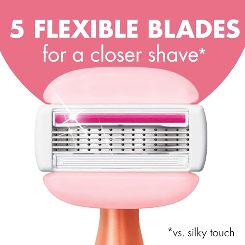 BIC Soleil 5 Glide Disposable Razors for Women, 5 Blades With Shea Butter Moisture Bars For a Smooth Glide, 2 Piece Razor Set