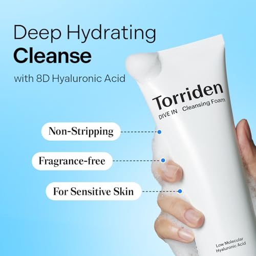 Torriden DIVE IN Cleansing Foam Face Wash 150ml (5.07 fl.oz.) | Hydrating Daily Facial Cleanser for All and Sensitive Skin | Hyaluronic Acid, Panthenol, Allantoin
