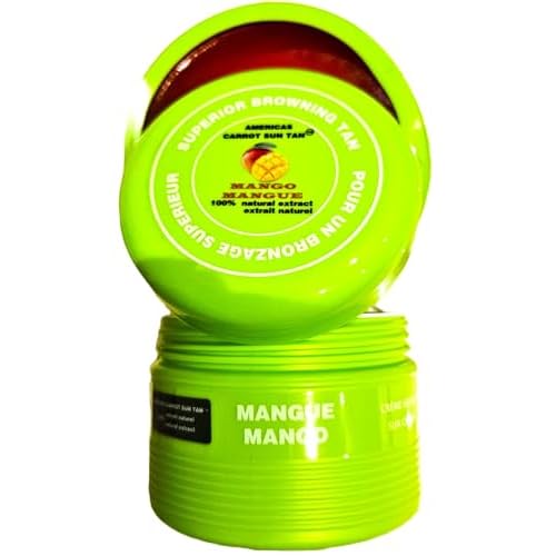 Mango Cream - Natural Tanning Cream - Fast Tanning Enhancer with Carrot & Henna for Beach & Sun Bed - Deep Golden Tan, Moisturizing Browning SPF 0
