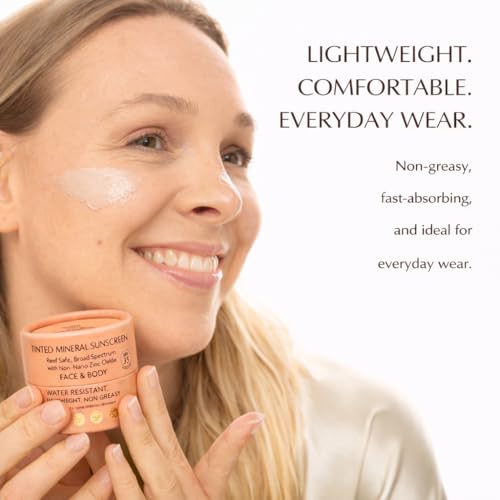 NAT? BOTANICALS Tinted Mineral Face and Body Sunscreen SPF 35 - Mineral Zinc Oxide Sunblock Lotion - Broad-Spectrum UVA & UVB Protection - Lightweight & Gentle for Sensitive Skin - Reef Safe