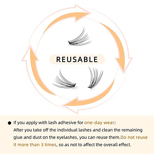 QUEWEL Lash Clusters 240Pcs Individual Lashes 10D 0.10C Curl 11mm Length DIY Lash Extension Soft False Eyelashes Wispy Cluster Lashes Easy to Create Natural Look At Home(10D-0.10C-11mm)