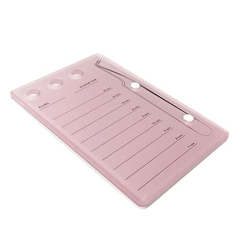 Eyelash Grafting Pallet, Acrylic Lash Tile holder, 7-15mm Scale Glue Cups Eyelash Extensions Storage Gasket Pads with Suction for Tweezers (pink)