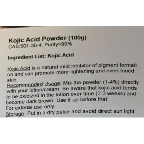 Kojic Acid Powder, Pure 99.5%, Natural, 100g, 3.6oz