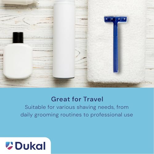 Dukal DawnMist Twin-Blade Disposable Razor, Blue Handle ? Bulk Pack of 100, Precision Shave for Smooth & Comfortable Grooming