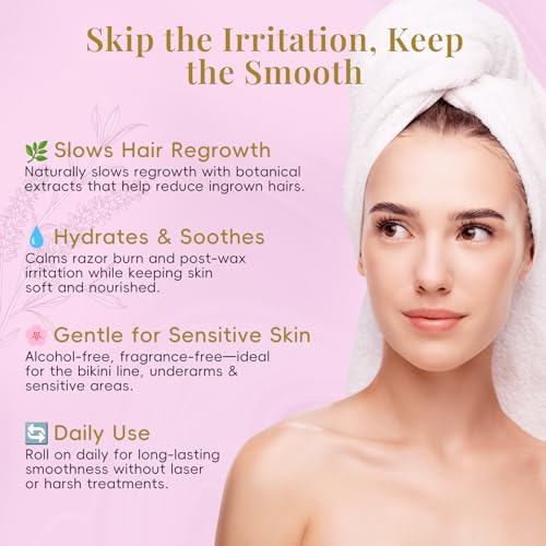 Cyperus Rotundus Serum Roll-On ? Ingrown Hair & Razor Bump Treatment, Natural Hair Growth Inhibitor & Smoothing Solution for Sensitive Skin, Non-Greasy Post Hair Removal Care(60ml)