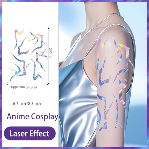 Rumi Tattoos Body Set?10 Purple Pieces per Pack (1 Face, 2 Chest, 2 Upper Arm, 2 Forearm, 1 Waist, 2 Thighs Symmetrical), Temporary Body Tattoos, Waterproof & Skin-Safe (Holographic, 1 Pack)