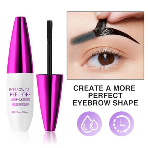 Eyebrow Tattoo Peel Off Tint Gel for Women, Black Peel Off Eyebrow Tint with Tweezer, Last Up to 3 Days, Waterproof, Fuller & Defined (01#Black, 1Pcs)