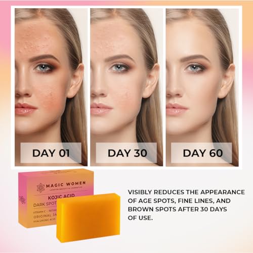 Kojic Acid Soap Dark Spot Remover ? 2 Bar (3.5 oz Each) with Vitamin C, Retinol, Turmeric, Natural Skin Brightening