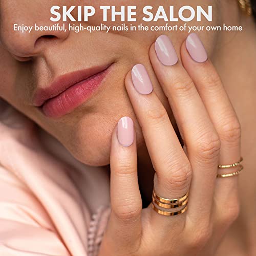 MoYou London Semi-Cured Gel Nail Strips, Nail File, & Wooden Cuticle Stick, 60 Pc. Gel Wraps for Nails Salon-Quality Manicure Set & Pedicure Supplies, Pink Collection