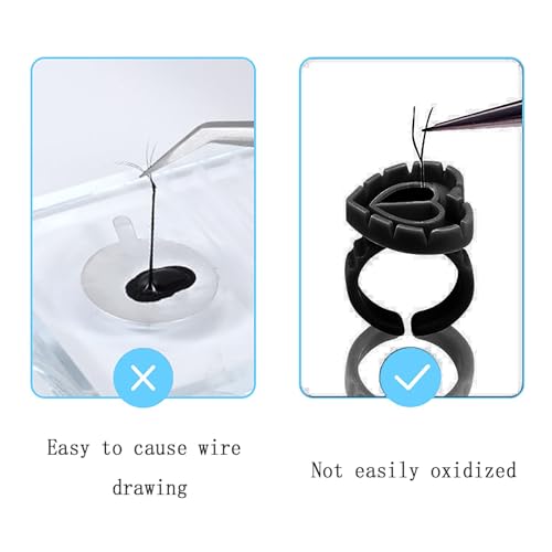 600PCS Glue Rings Lash Rings for Glue, Smart Glue Rings Holder for Eyelash Extensions, Disposable Rings for Lashes, Lovely Shape Lash Fan Blossom Glue Holder Cups for Lash Extension Supplies, Black