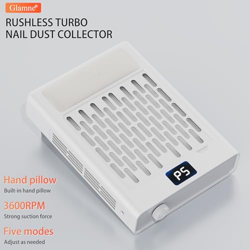 Nail Dust Collector, Professional Brushless Turbo 5 Speed Dust Collector Powerful Duster Machine Tool for Acrylic Nail Polishing