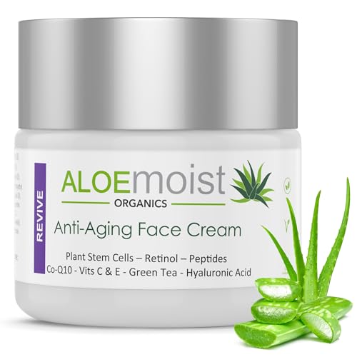 Advanced Retinol Cream for Face: Aloemoist Revive Anti Aging Face Cream for Women & Men Topical Retinoid Wrinkle Repair Day or Night Moisturizer, Organic Retinol Facial Moisturizer for Aging Skin Care