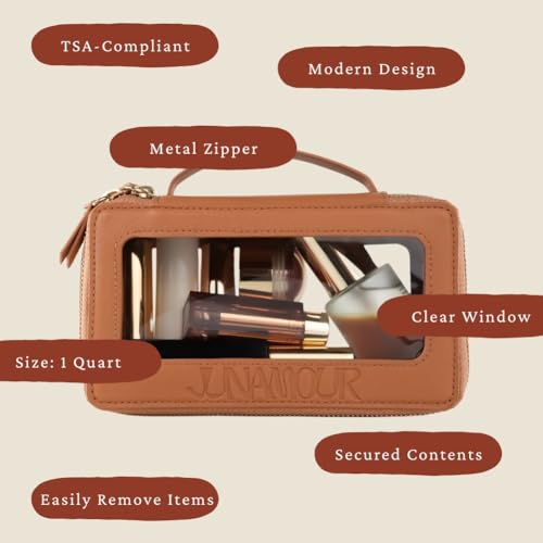 Clear TSA Approved Toiletry Bag for Women | Makeup & Cosmetic Travel Essentials For Women | Best small Makeup Bag | Cute Make Up Bag | Plane Essentials | Skincare Bag