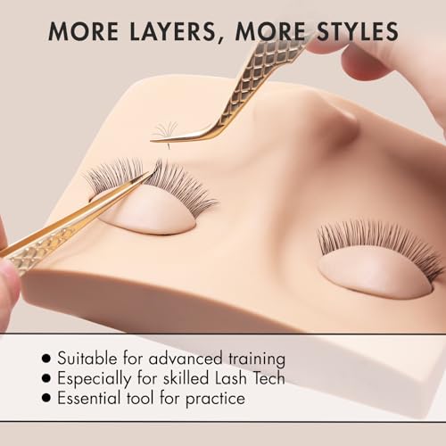 Double Layer Lash Mannequin Head - Realistic Soft-Touch Rubber Head With 2 Layers Replaced Eyelids - Training Makeup Head(1 Pair Removable Eyelids)