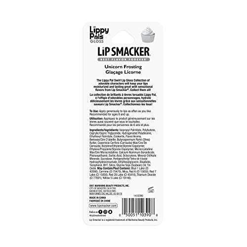 Lip Smacker Lippy Pals Swirls Unicorn, Flavored Moisturizing & Smoothing Soft Shine Lip Balm, Hydrating & Protecting Fun Tasty Glossy Finish, Cruelty-Free & Vegan - Unicorn Frosting (Pack of 2)