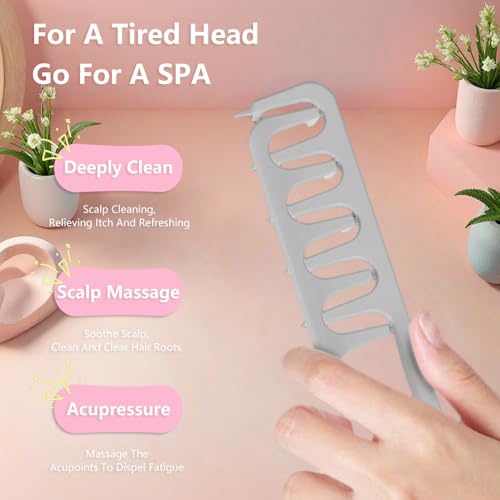 Texture Comb & Textured Styling Tool for Volumizing Fluffy Hair, 2-Pack Wide Tooth Quad Design for Detangling and Styling, Texturizing Solution for Women & Men (Grey+Pink£©