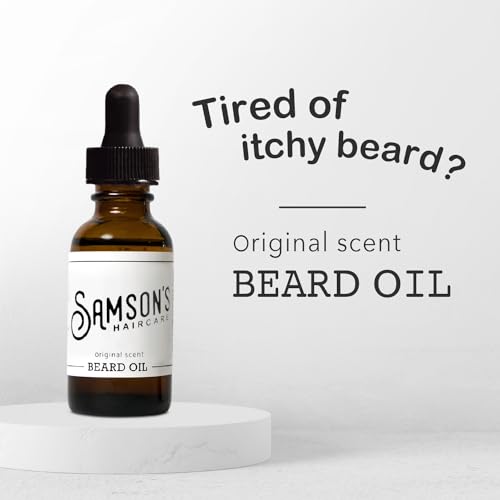 SAMSON'S HAIRCARE Beard Oil, Moisturizing, Softening, For Itchy Dry Skin and Coarse Facial Hair, 1 oz.