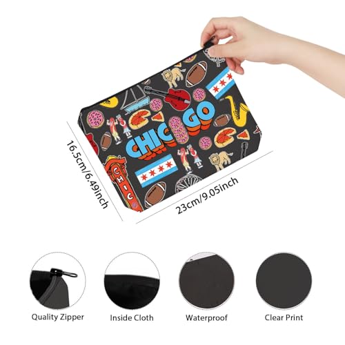 TSOTMO Chicago Souvenir Gift Chicago Welcome Makeup Bag Chicago Travel Zipper Pouch Bag (Chicago bag)