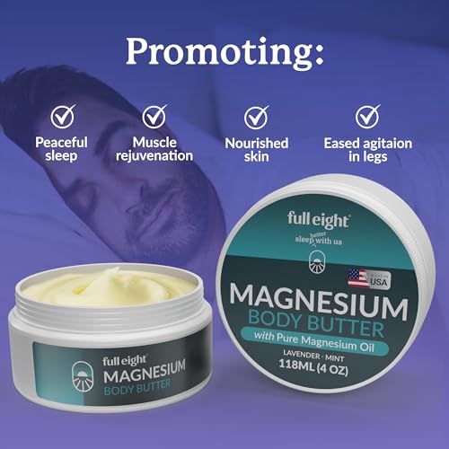 Magnesium Body Butter with Pure Magnesium Oil ? For Stiff Legs & Tight Muscles ? Rub for Leg Cramps, Muscle Soreness, Improved Sleep, & Foot Revitalization ? 4oz