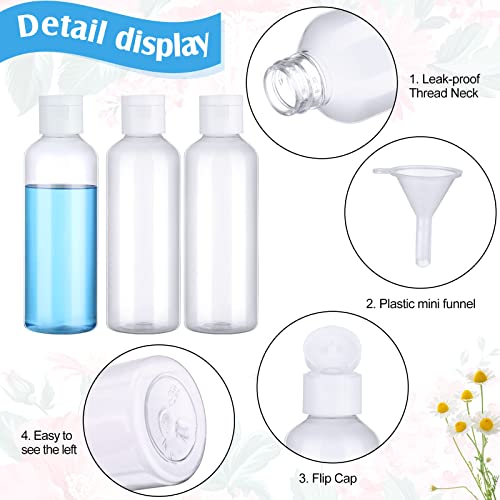 Eccliy 100 Pcs 3.4oz Small Travel Bottles Plastic Empty Squeeze Bottle Clear Refillable Shampoo Container with 5 Funnel for Liquids Cream Cosmetic Toiletries