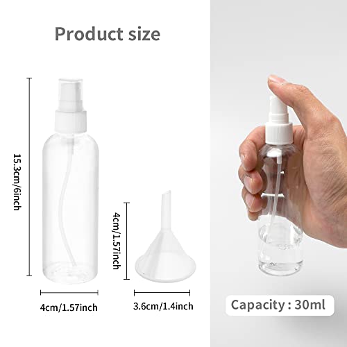 36 Pack 4oz Plastic Spray Bottles Bulk, Mini Clear Spray Bottles Fine Mist, 120ml Empty Spray Bottle for Travel Perfume Essential Oils Makeup Bottles (10 Funnel, 10 Labels)