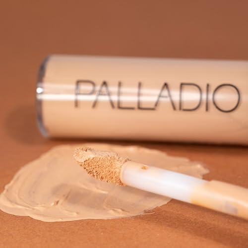 Palladio Liquid Concealer, Medium Coverage, Lightweight and Buildable Formula for Seamless Coverage, Conceals Imperfections, Brightens Skin, and Lasts All Day, Porcelain