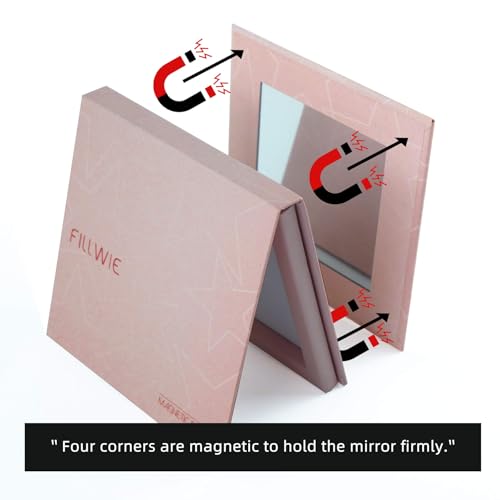 Pink Magnetic Refillable Makeup Palette with Mirror ? Lightweight, Durable, Travel-Ready Case for Eyeshadow, Blush, Lipstick ? Includes Spatula & 20 Stickers ? Small, Waterproof Paperboard