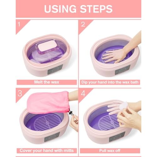 Paraffin Wax Machine for Hand and Feet -Paraffin Wax Warmer Moisturizing Kit Auto-time and Keep Warm Paraffin Hand Wax Machine for Arthritis (Pink)