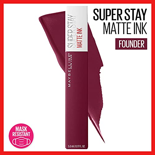 MAYBELLINE Super Stay Matte Ink Liquid Lipstick Bundle with Long Lasting High Impact Color, Up to 16H Wear, 1 Count Each in Shades Founder and Exhilarator