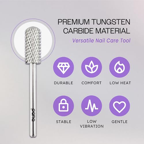 PANA 3/32" Small Smooth Round Top Safety Carbide Nail Drill Bit for Gel Polish & Acrylic Removal Nail Salon Manicure Pedicure Electric File Tools (Small Barrel - Silver, Coarse)
