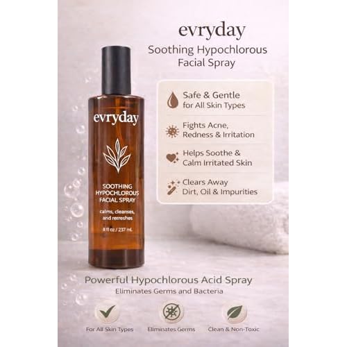 evryday¢â Hypochlorous Acid Spray for Face and Body 8oz | Gentle Facial Hydration Mist for Sensitive, Irritated and Acne-Prone Complexions | pH-Balanced Daily Toner & Piercing Care Support
