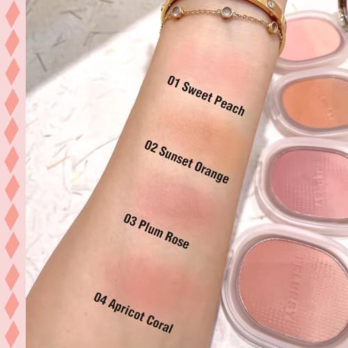 Matte Finish Blush Long-wear Blendable Powder Blusher Pink Shade with Mirror Cheeks Olive complexion, 03 Plum Rose
