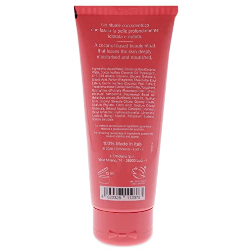 L¡¯Erbolario Coconut Smoothing Body Cream - Intensely Nourishing Coconut Body Cream - Cocoa Butter and Vitamin E - Tropical, Beachy Fragrance - 3.3 oz