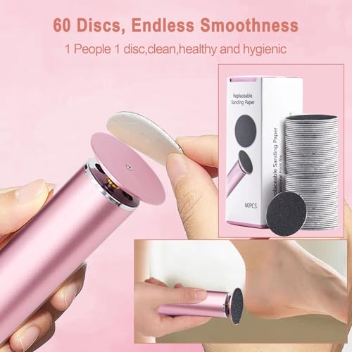 Electric Foot File 2026 Upgrades Foot Callus Remover,Electric Callus Remover for Feet with 60 Pcs Sandpaper Discs, Foot File with Speed Controller,for Dead Dry Crack Skin Calluses