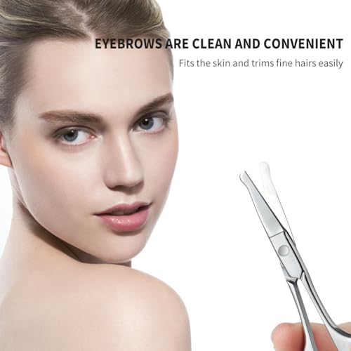 Round Small Scissors and Stainless Steel Fine Straight Tip Nose Hair Scissors Set
