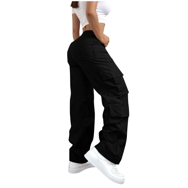 Women’s High Waist Cargo Pants with Pockets for Casual & Outdoor Wear