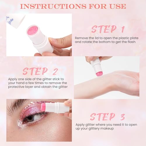 2pcs-Body Glitter Stick,Chunky Glitter Gel for Face Body Hair,Sparkling Holographic Mermaid Sequins Paint Multiuse Makeup Glitter Gel Gold and Silver