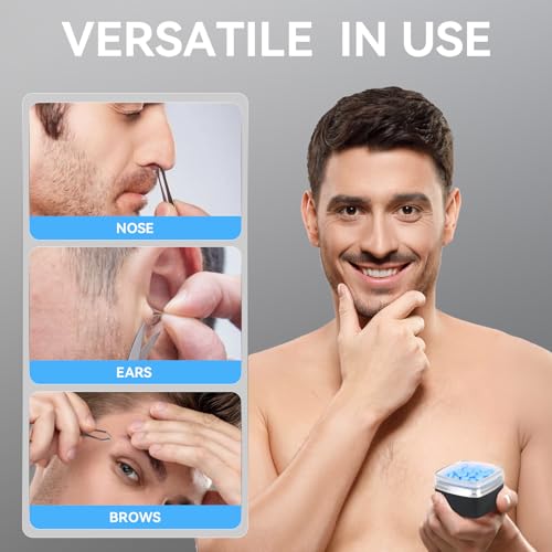 Nose Wax Kit Men, Portable Nose Ear Hair Waxing Kit with 100g Wax, 10 Applicators, 30 Nose Hair Sticks, 10 Mustache & 10 Ear Protectors, mart Constant Temp, USB Fast Heat