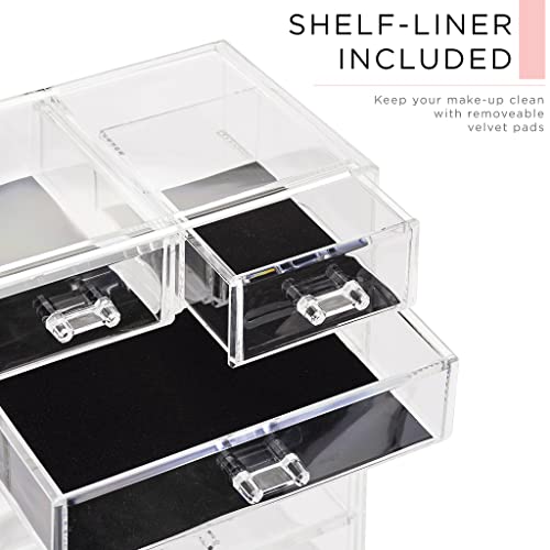 Sorbus Acrylic Makeup Organizer Set, 6-Drawer Vanity & Countertop Cosmetic Storage with Small & Wide Compartments, Clear Makeup Storage for Brushes, Jewelry ? Holiday Gift for Women & Teens