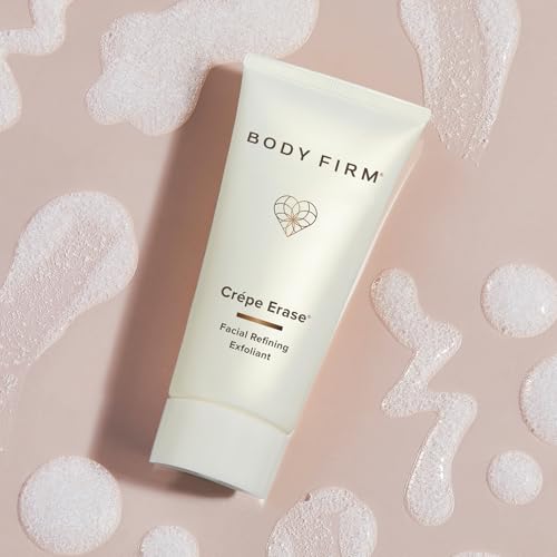 BODY FIRM Crepe Erase Refining Facial Scrub, Anti-Aging Skin Care, Exfoliating Face Wash with Gentle AHA BHA Exfoliators, Exfoliating Pre Treatment for Wrinkle & Crepe Skin, Promotes Collagen, 6 fl oz