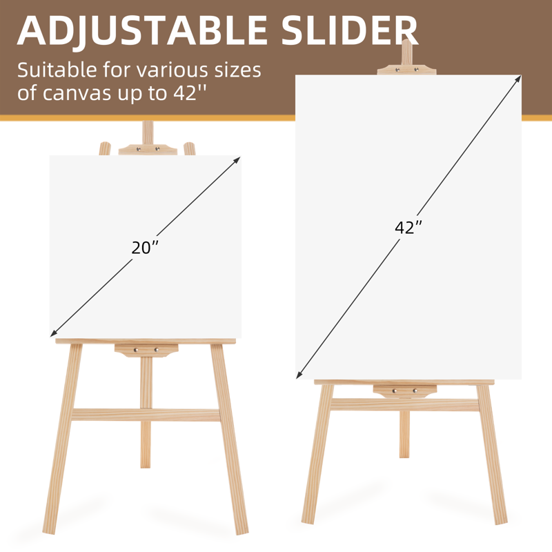 Adjustable Wooden Art Easel Stand for Painting & Display, Folding Floor Support